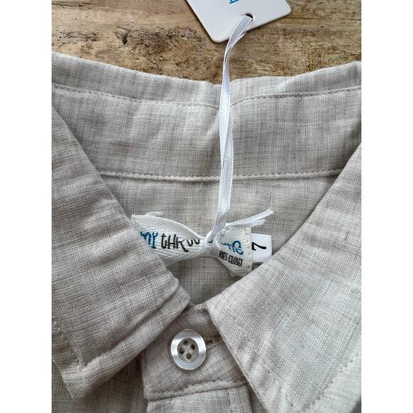 NWT My Three Sons by Evie's Closet Heathered Beige Button Up Shirt 7y - Picture 3 of 5